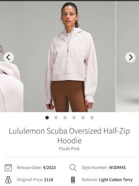 lululemon athletica Light Pink Scuba Oversized Half-Zip Hoodie